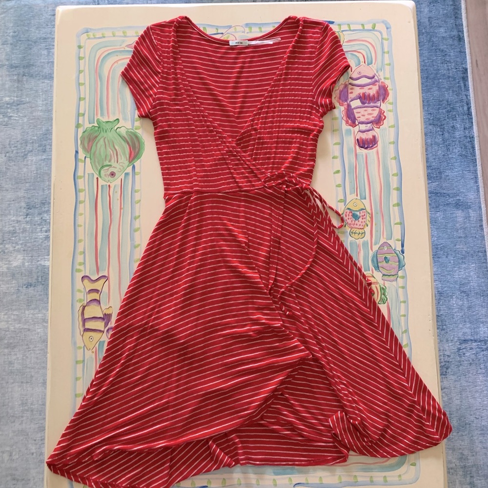 Kimchi Blue Red&White Stripe Wrap Dress